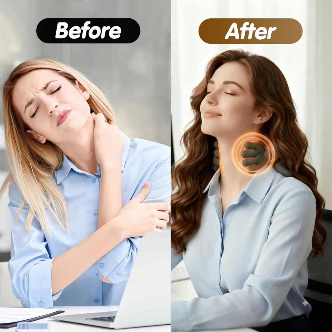 Neck & Shoulder Deep Tissue Massager With Heat-Wireless Simulated Human Hand Design