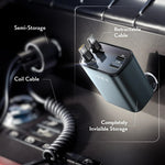 Lisen Upgraded Dual Type C Retractable Fast 69W 4 in 1 Car Charger