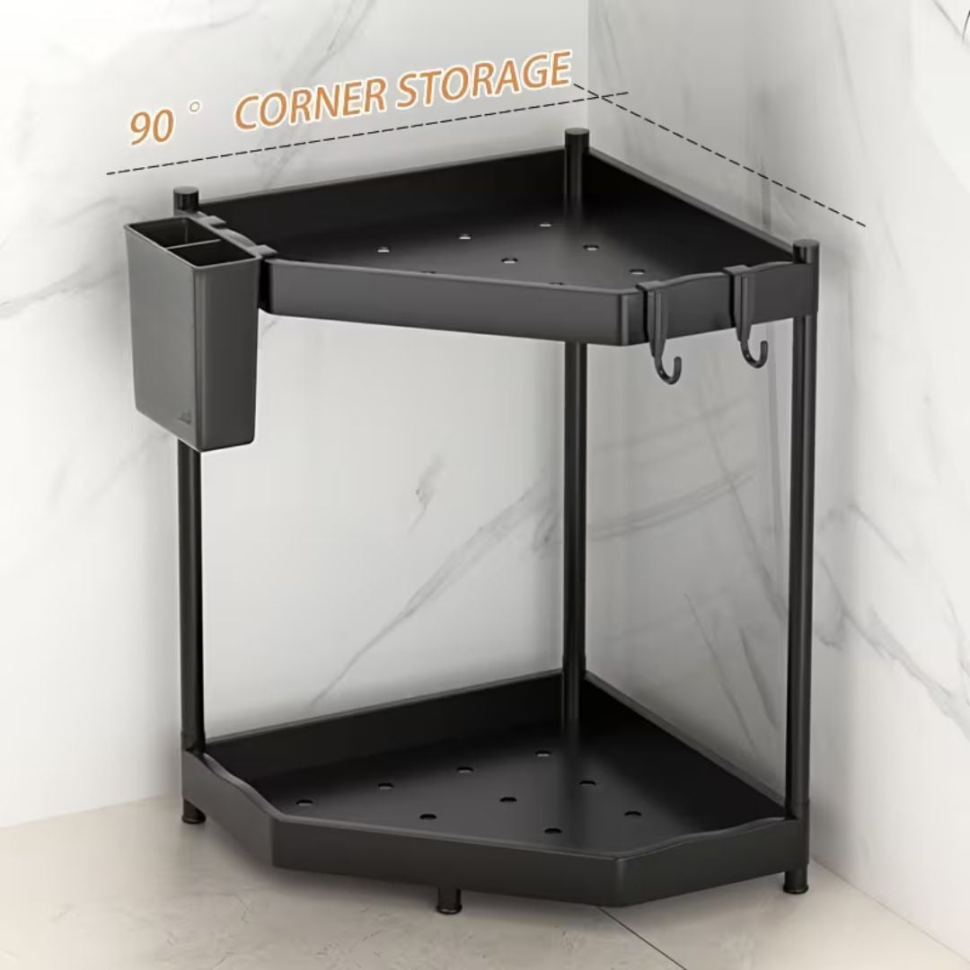 Versatile Double-Layer Triangle Shelf Corner Design Storage Organizer