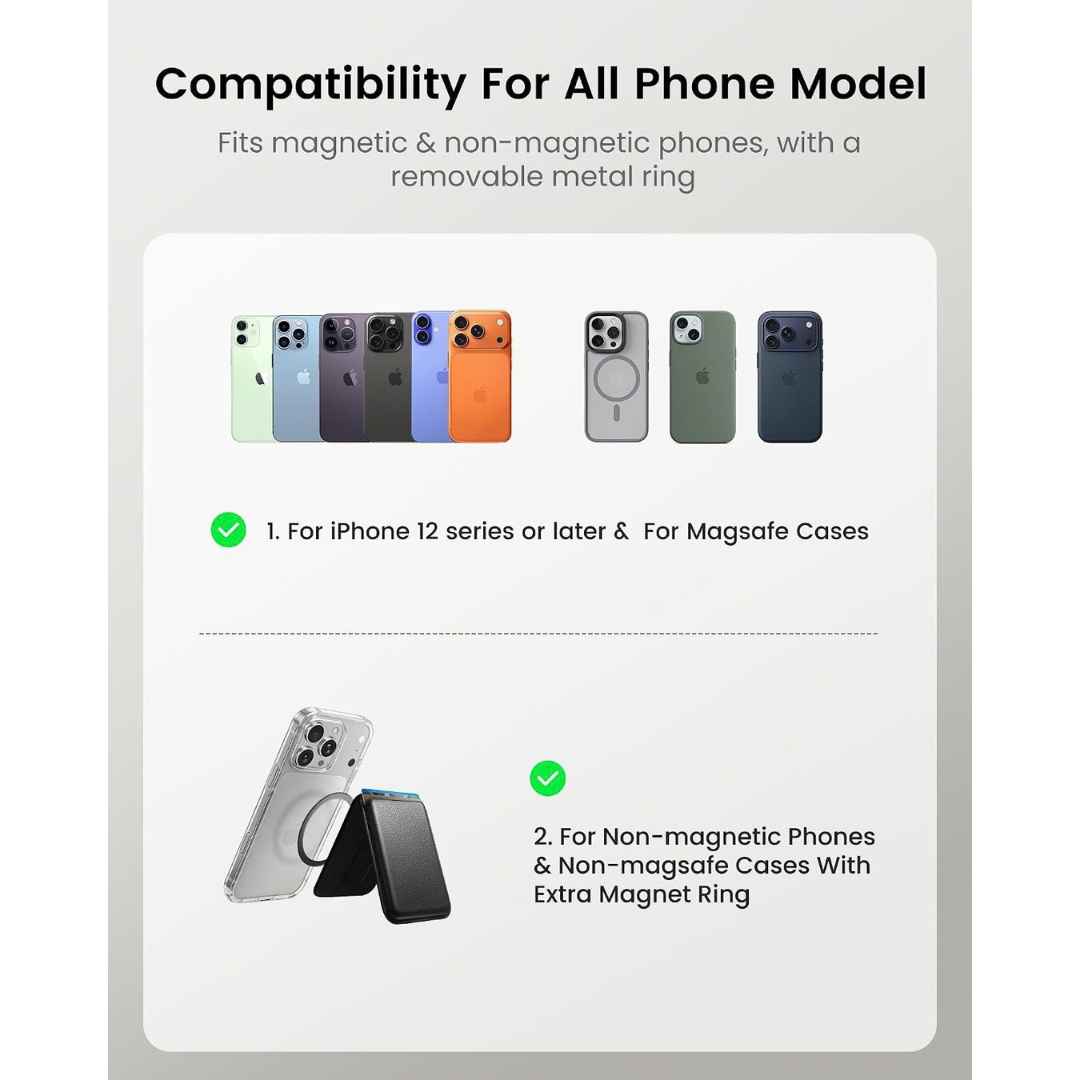 Mag-Safe Strong Magnetic RFID Leather Card Holder For All Phones With Stand