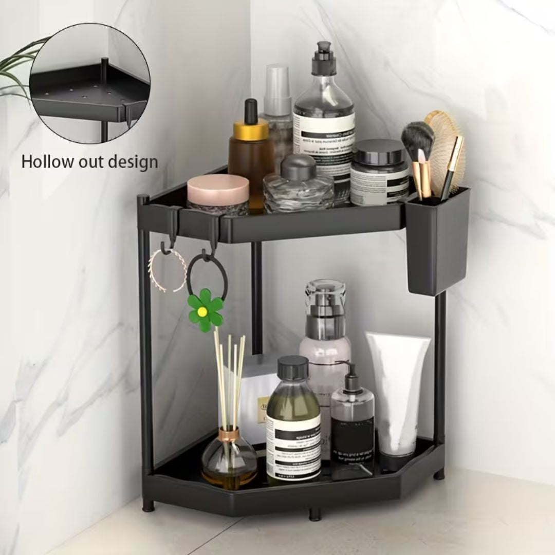Versatile Double-Layer Triangle Shelf Corner Design Storage Organizer
