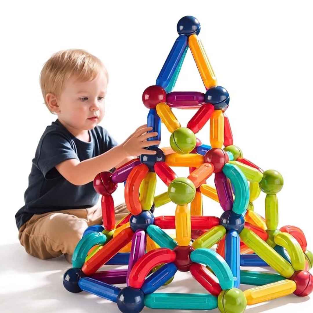 Magnetic Building Blocks Balls & Rods Set For Kids Educational Learning Creativity 128Pcs