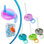 Soda Can Lids Covers With Silicone Straw BPA-Free Reusable For Canned Beverages