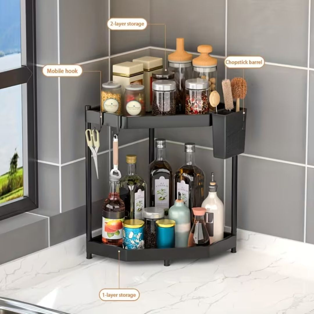 Versatile Double-Layer Triangle Shelf Corner Design Storage Organizer