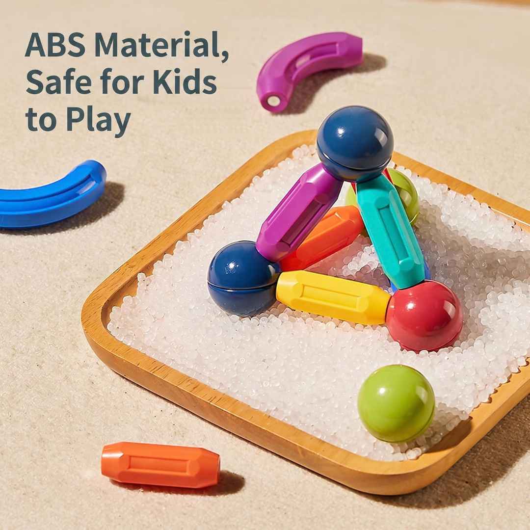 Magnetic Building Blocks Balls & Rods Set For Kids Educational Learning Creativity 128Pcs