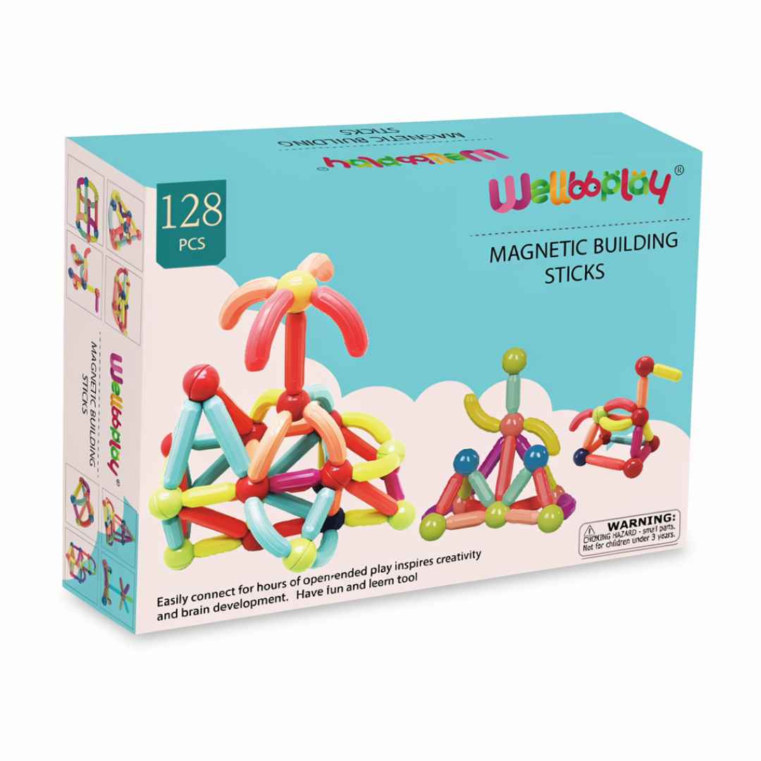 Magnetic Building Blocks Balls & Rods Set For Kids Educational Learning Creativity 128Pcs