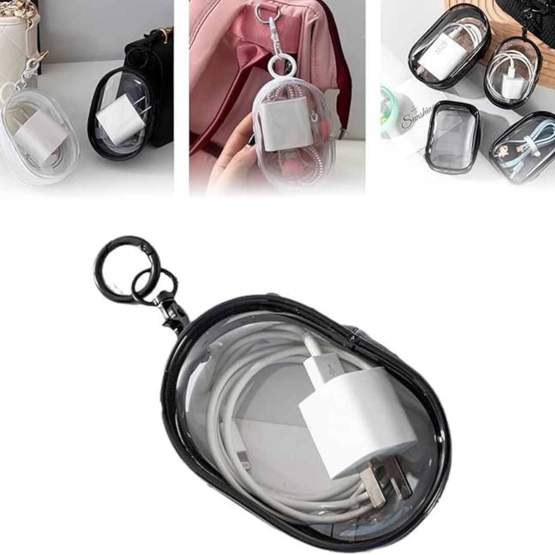 2Pcs Set Transparent Storage Organizer Pouches With Quick Release Buckle