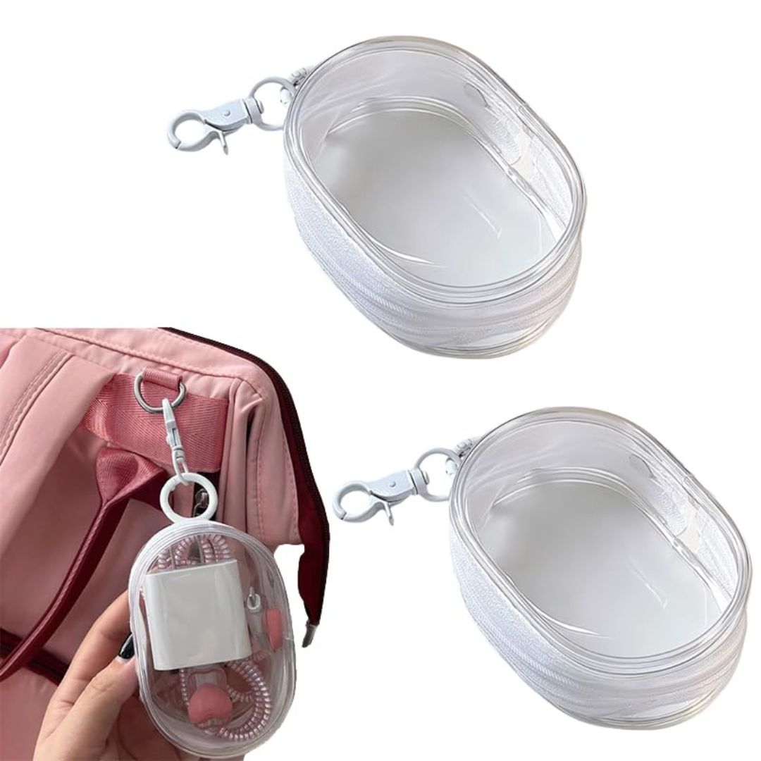 2Pcs Set Transparent Storage Organizer Pouches With Quick Release Buckle