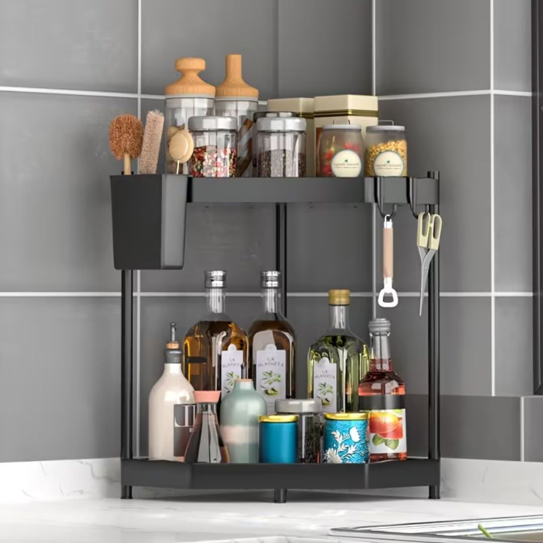 Versatile Double-Layer Triangle Shelf Corner Design Storage Organizer