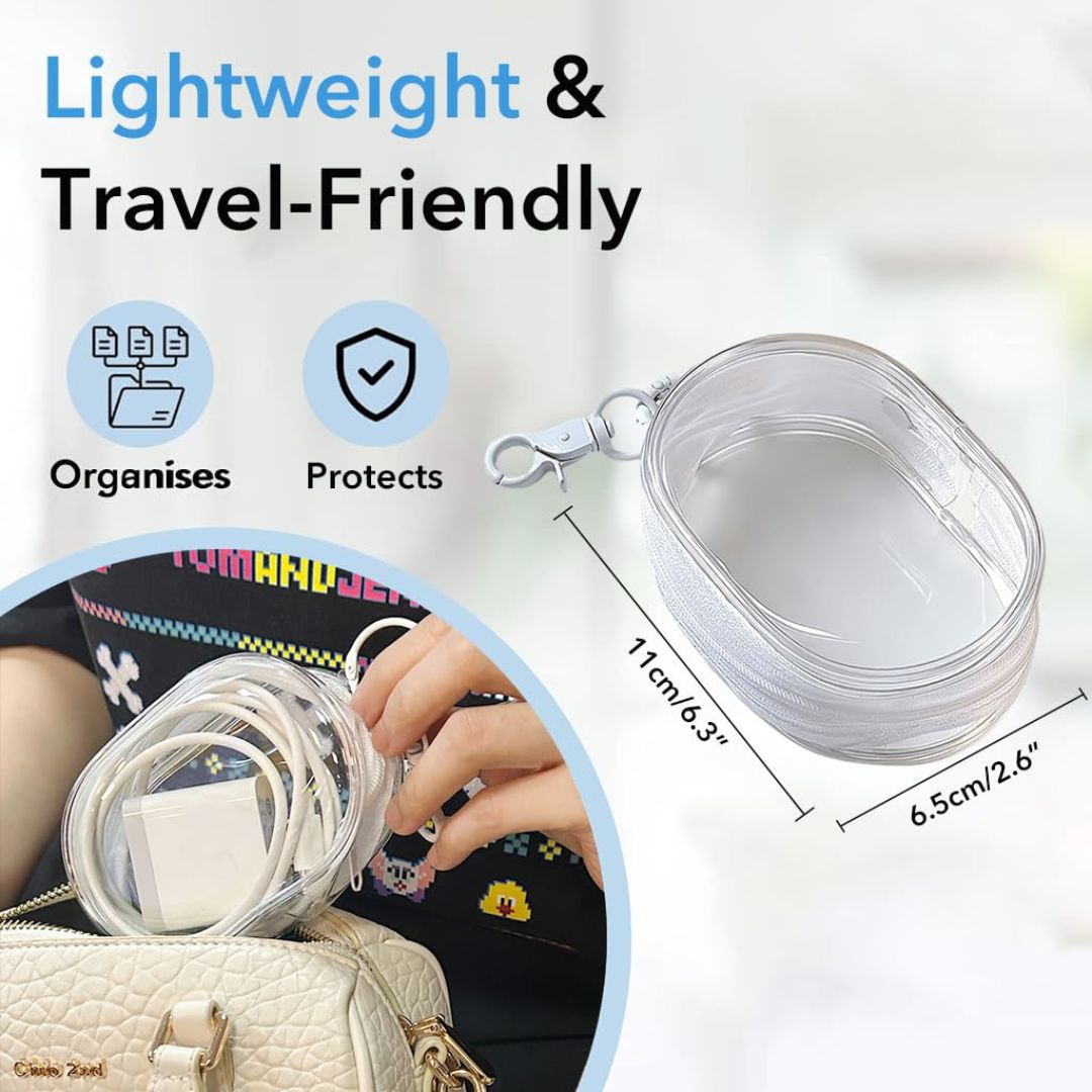 2Pcs Set Transparent Storage Organizer Pouches With Quick Release Buckle