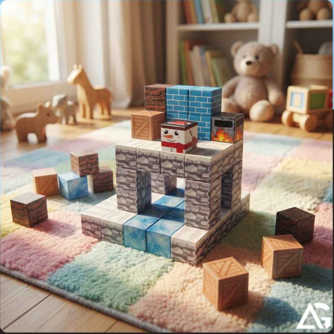 Minecraft Magnetic Building Blocks Winter Set 3D Construction Cubes