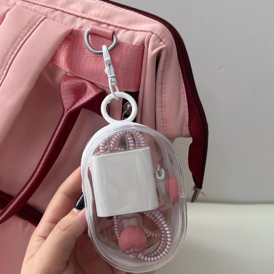 2Pcs Set Transparent Storage Organizer Pouches With Quick Release Buckle