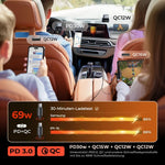 Lisen 4 in 1 Retractable 100W Dual Car Phone Charger