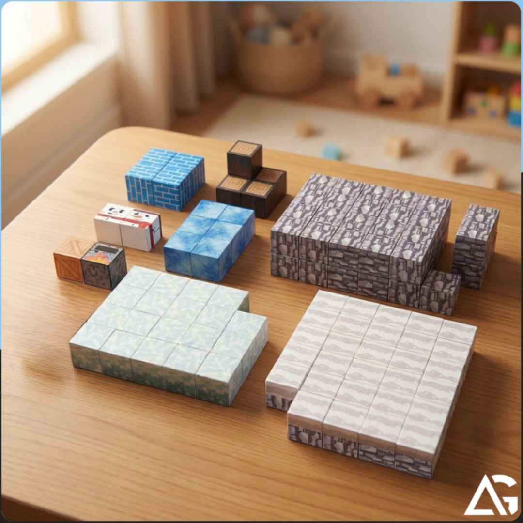 Minecraft Magnetic Building Blocks Winter Set 3D Construction Cubes