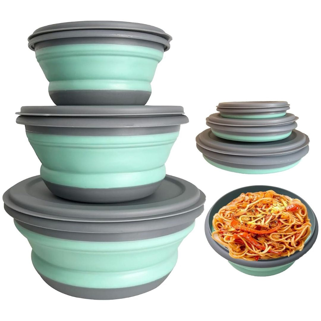 3Pcs Set Collapsible Food Grade Silicone Bowls With Lids