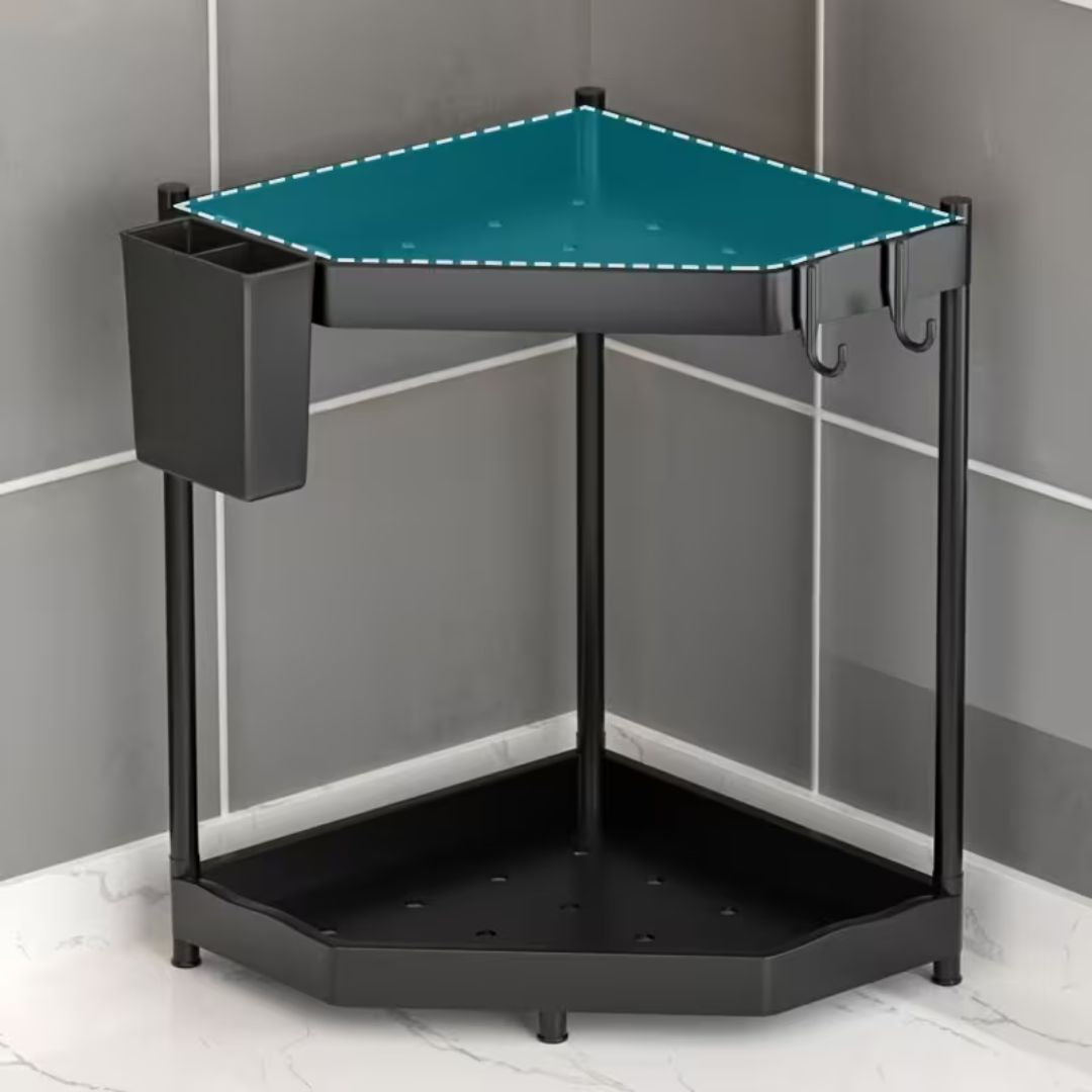 Versatile Double-Layer Triangle Shelf Corner Design Storage Organizer