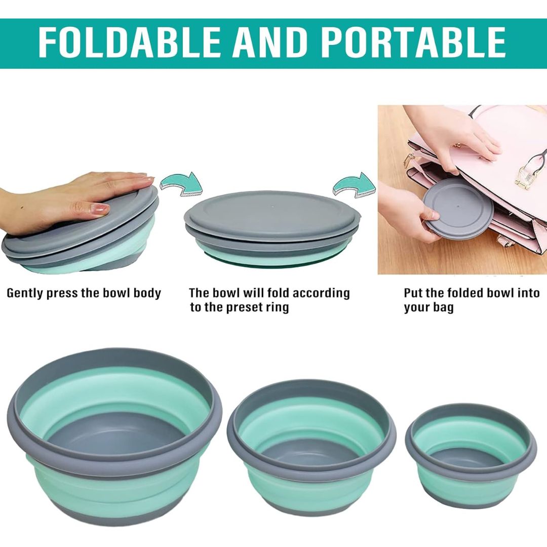 3Pcs Set Collapsible Food Grade Silicone Bowls With Lids