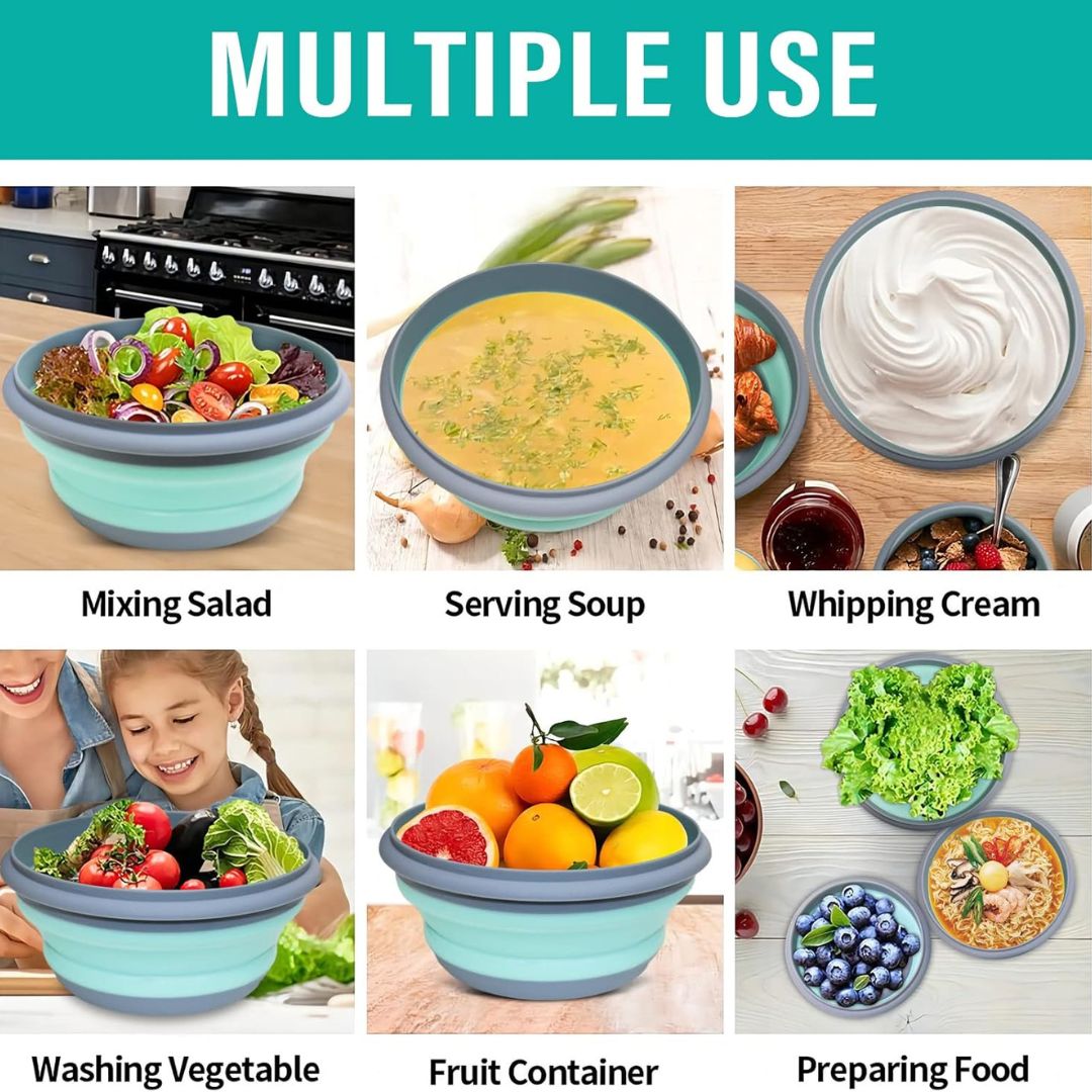 3Pcs Set Collapsible Food Grade Silicone Bowls With Lids