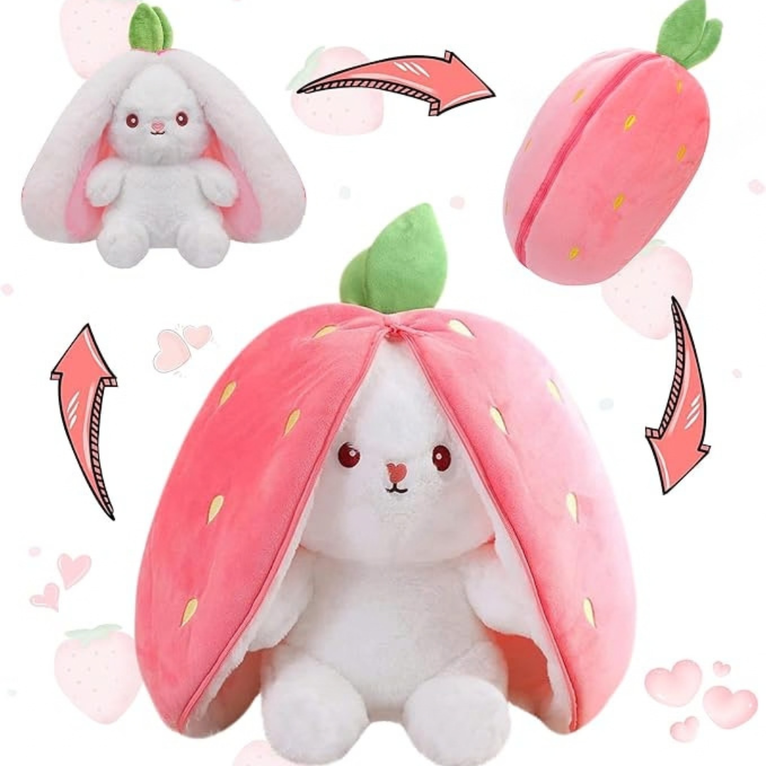 Strawberry Bunny Stuffed Plushy Zipper Design