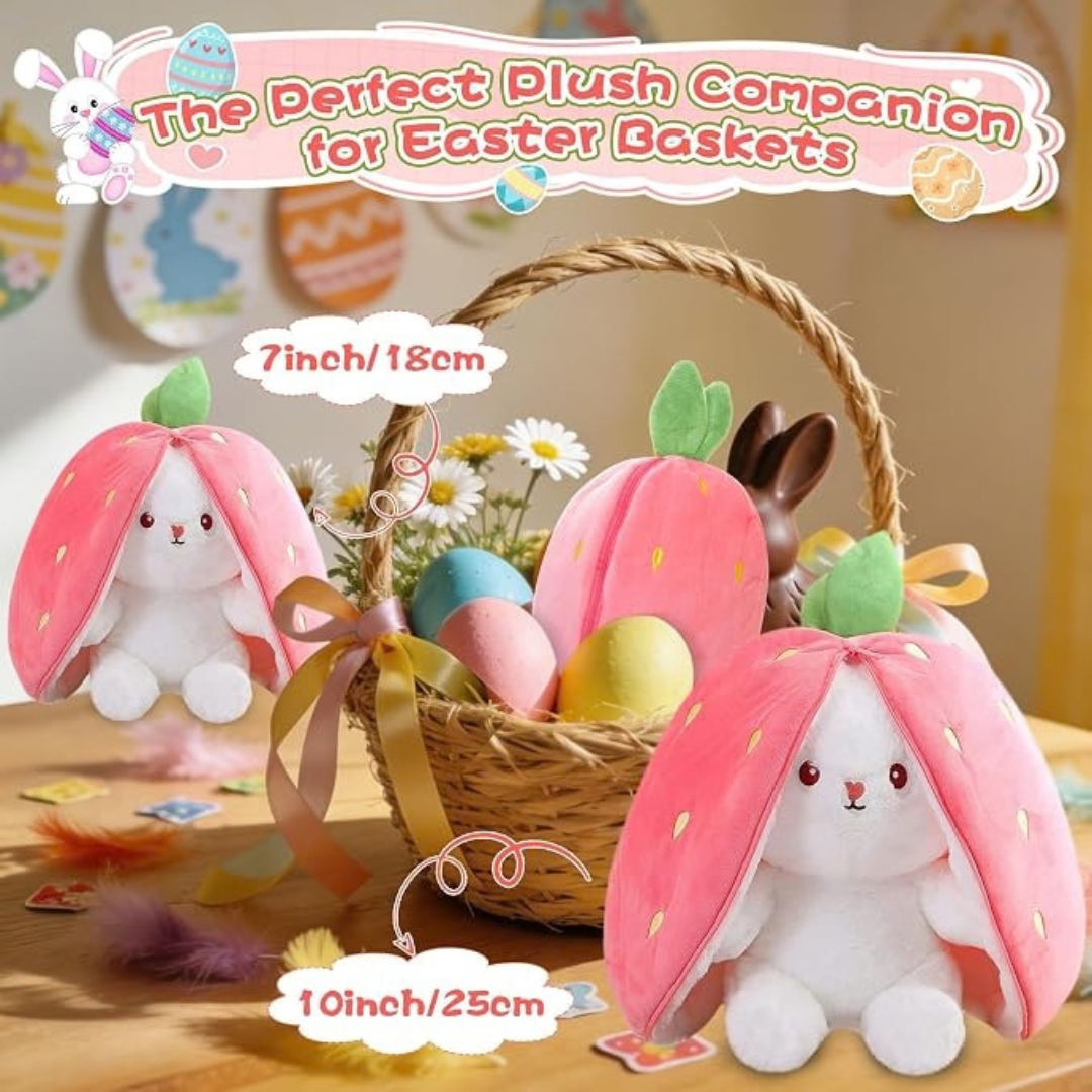 Strawberry Bunny Stuffed Plushy Zipper Design