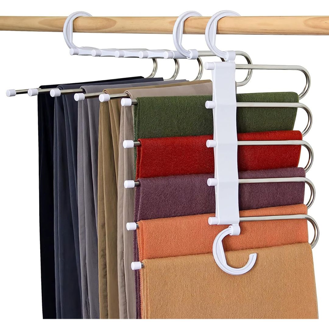 5 in 1 Foldable Multi-Purpose Steel Hanger For Wardrobe Clothes Organizer