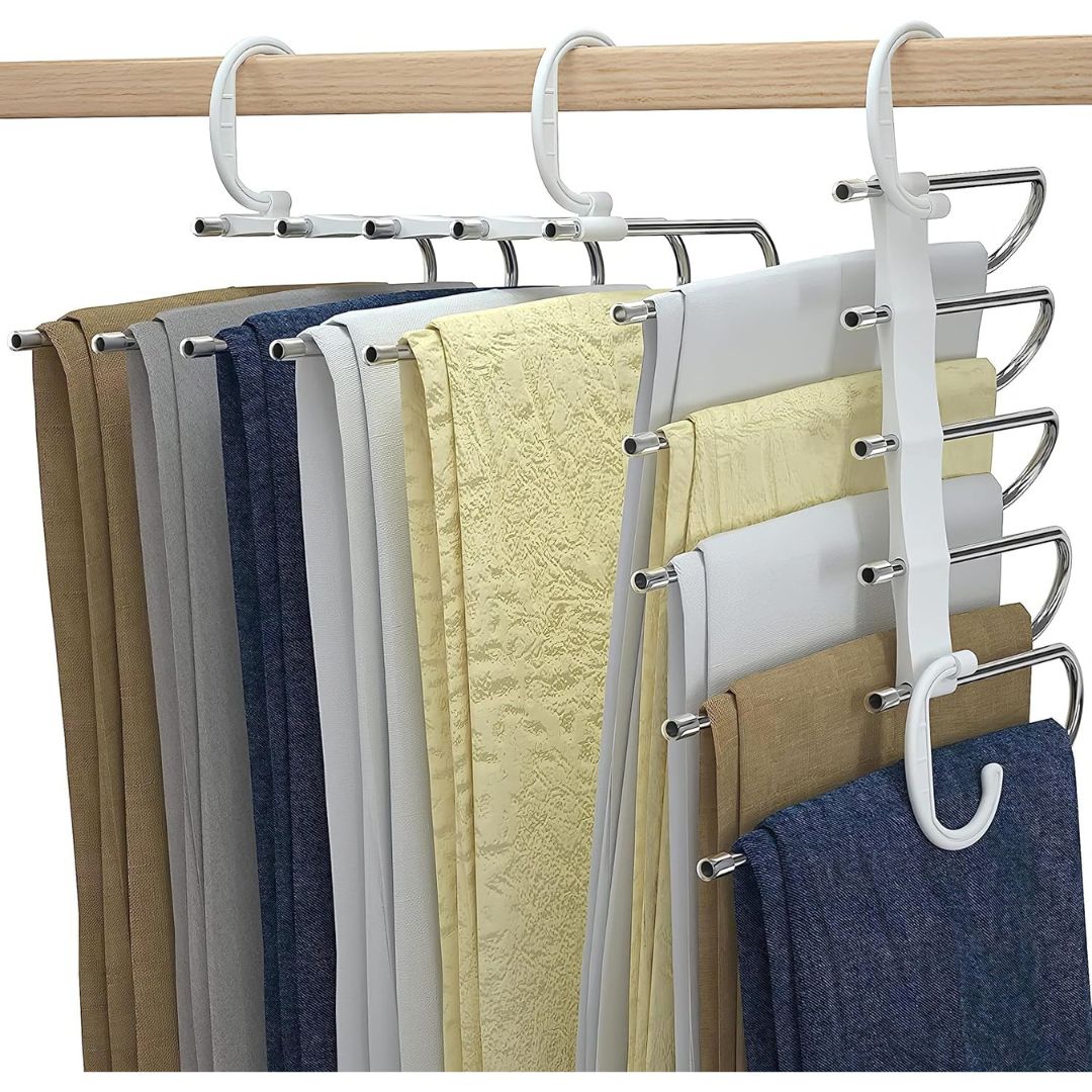 5 in 1 Foldable Multi-Purpose Steel Hanger For Wardrobe Clothes Organizer