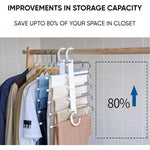 5 in 1 Foldable Multi-Purpose Steel Hanger For Wardrobe Clothes Organizer