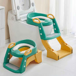 3 IN 1 Foldable Ladder Potty Seat For Kids Adjustable Height Grip Handle & Cushion Seat For Ages 1 to 8 Years