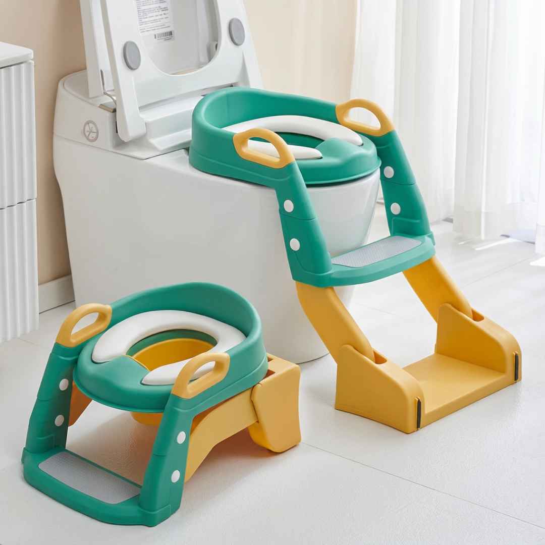 3 IN 1 Foldable Ladder Potty Seat For Kids Adjustable Height Grip Handle & Cushion Seat For Ages 1 to 8 Years