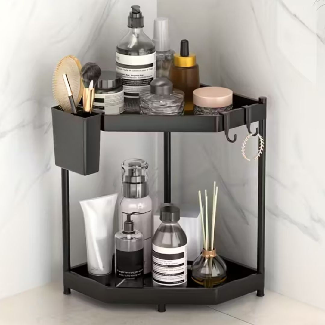 Versatile Double-Layer Triangle Shelf Corner Design Storage Organizer