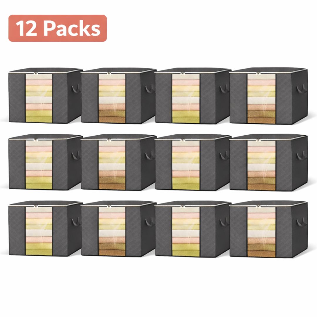 4/8/12 Pack 100L Large Capacity Foldable Fabric Storage Organizers With Reinforced Handle & Sturdy Zippers