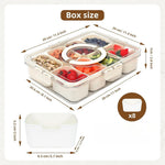 8 Compartment Divided Plastic Portable Snack Box With Lid & Handle