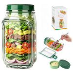 Side-Opening Salad Mason Jar With Dressing Compartment
