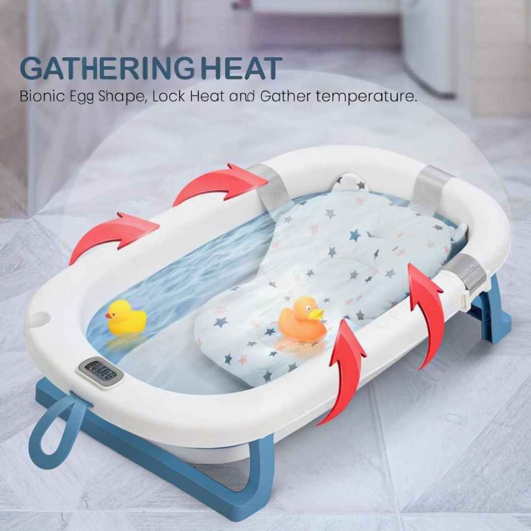 Bathtub For Babies With Anti-Skid Base Support Cushion & Drainer For Ages 0 to 3 years