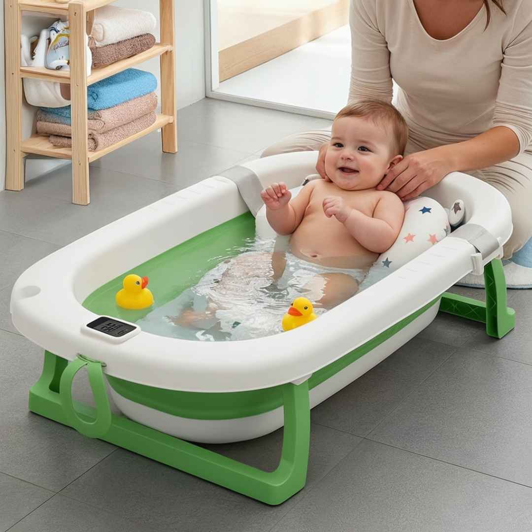 Bathtub For Babies With Anti-Skid Base Support Cushion & Drainer For Ages 0 to 3 years