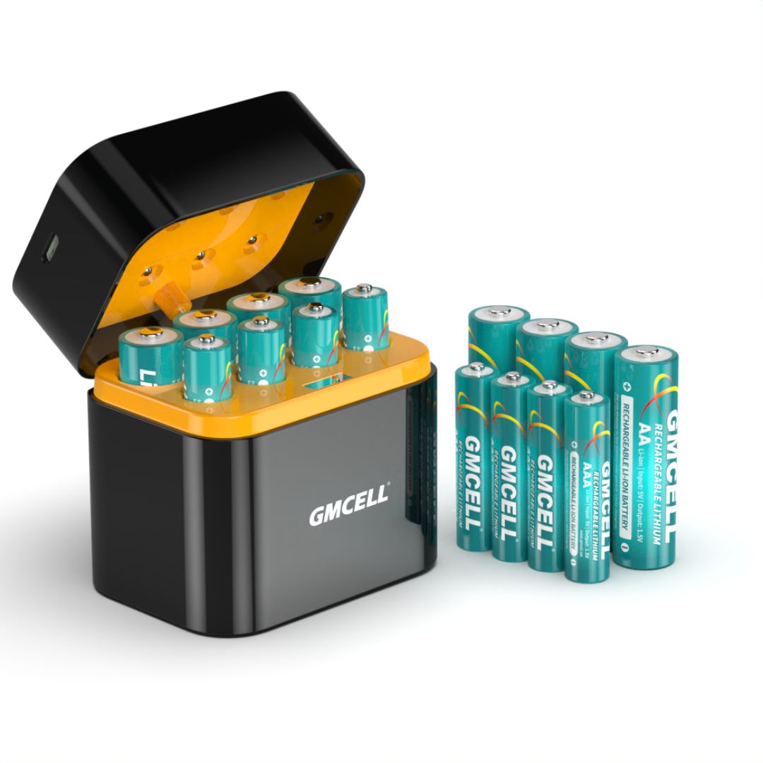 Rechargeable GMCELL 8-slot Lithium Battery Charger For Double AA & Triple AAA Batteries