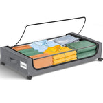 48L Under Bed Storage Fabric Containers With Metal Frame Transparent Lid & Wheels