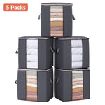 5 Pack 100L Large Capacity Foldable Fabric Storage Organizers With Reinforced Handle & Sturdy Zippers