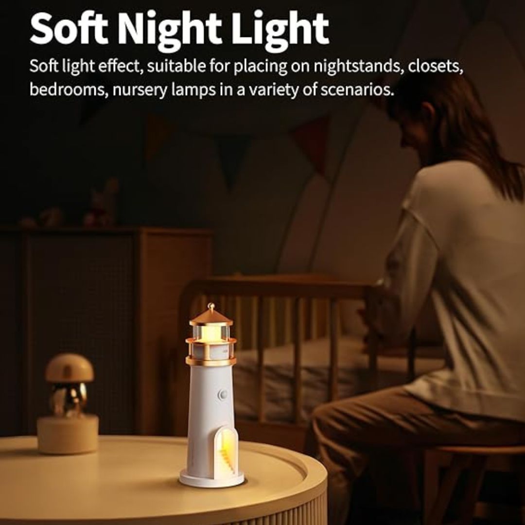 Rechargeable Lighthouse Moon Lamp With Remote