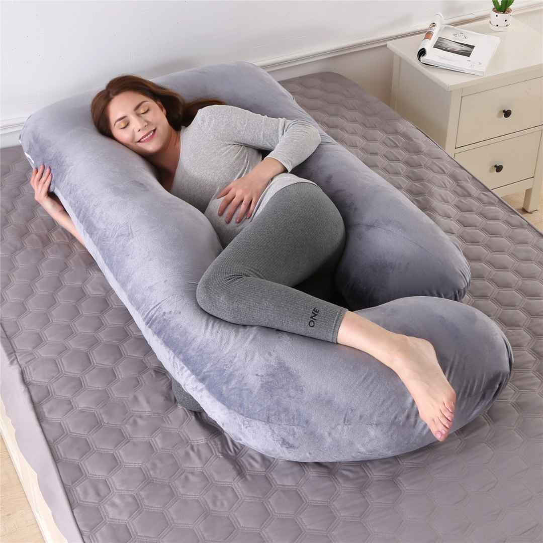 Large J-Shaped Full Body Support Pregnancy Maternity Pillows