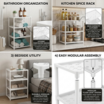 4 Tier Multipurpose Hard Plastic White Storage Rack