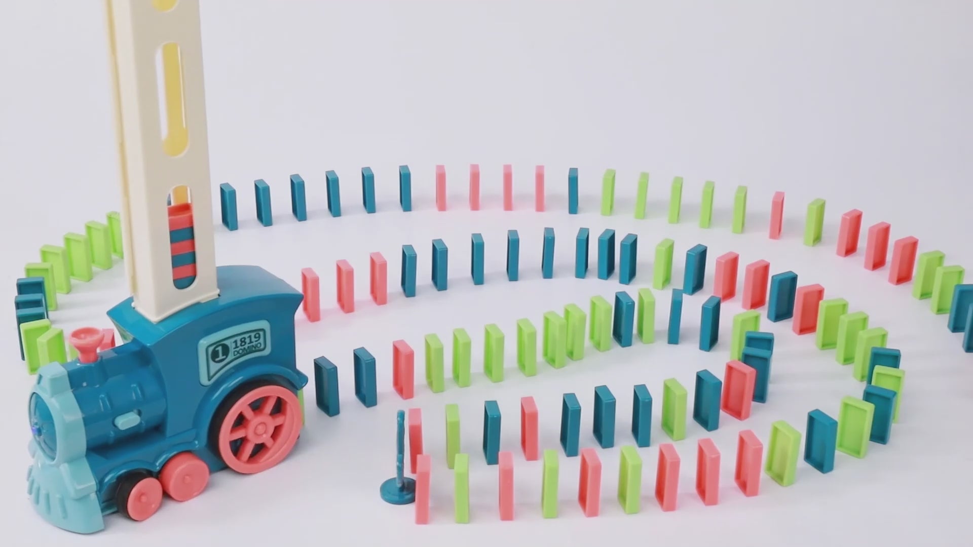 Automatic Battery-Powered Domino Train Toy 60 Pcs For Kids 4-8