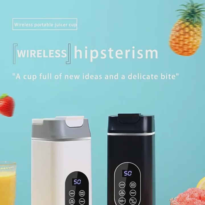 USB Rechargeable 420ml Portable Blender for Shakes & Smoothies With 12 Blades Digital LED Display And Handle Lid