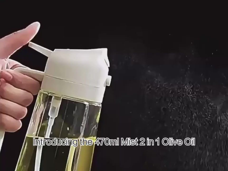 470ml Mist 2 in 1 Olive Oil Dispenser & Spray Bottle Premium Glass