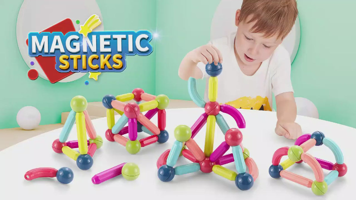 Magnetic Building Blocks Balls & Rods Set For Kids Educational Learning Creativity 128Pcs